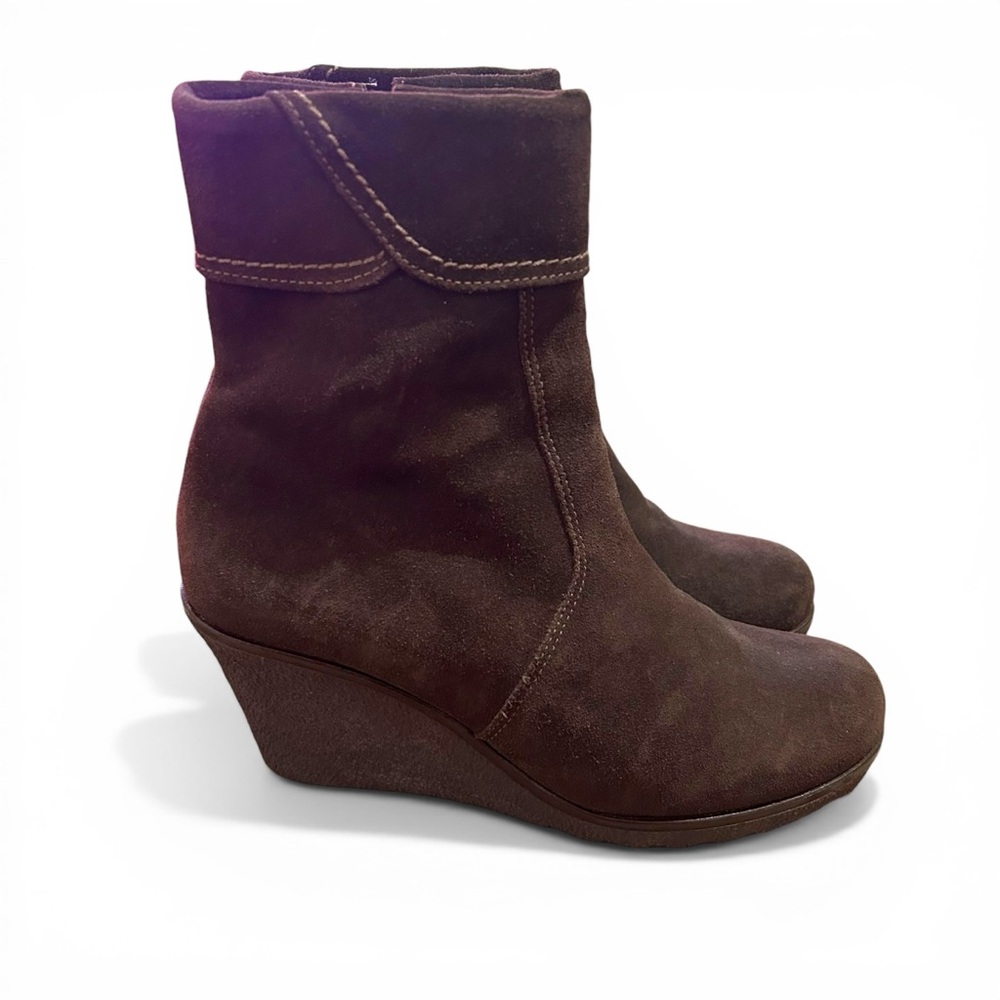 La Canadienne 10 suede boot zip up wedge heel calf boot waterproof fleece lined